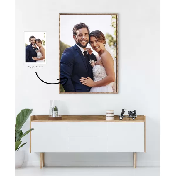 Kate and Laurel Sylvie Custom Printed Framed Canvas Wall Art 33x23 Dark Gray Personal Canvas Print with Your Photos for Bedroom or Living Room Gallery Wall Decor  Printed and Hand Framed in the USABeaded Gold
