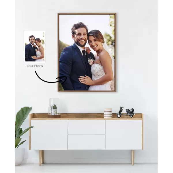 Kate and Laurel Sylvie Custom Printed Framed Canvas Wall Art 33x23 Dark Gray Personal Canvas Print with Your Photos for Bedroom or Living Room Gallery Wall Decor  Printed and Hand Framed in the USAGold