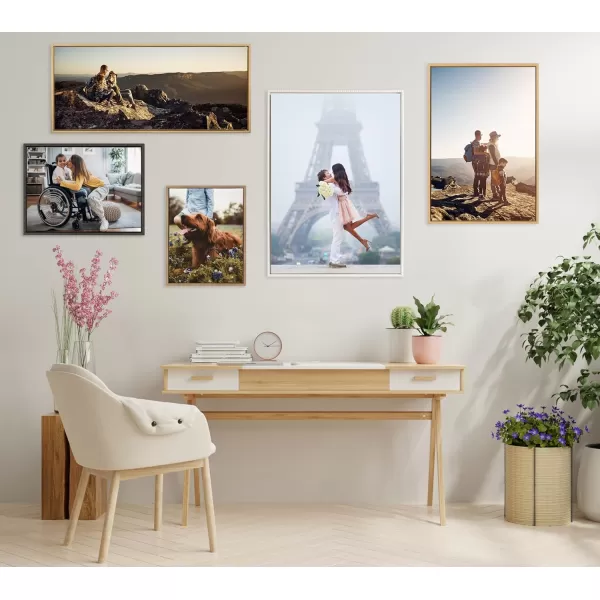 Kate and Laurel Sylvie Custom Printed Framed Canvas Wall Art 33x23 Dark Gray Personal Canvas Print with Your Photos for Bedroom or Living Room Gallery Wall Decor  Printed and Hand Framed in the USABright Gold