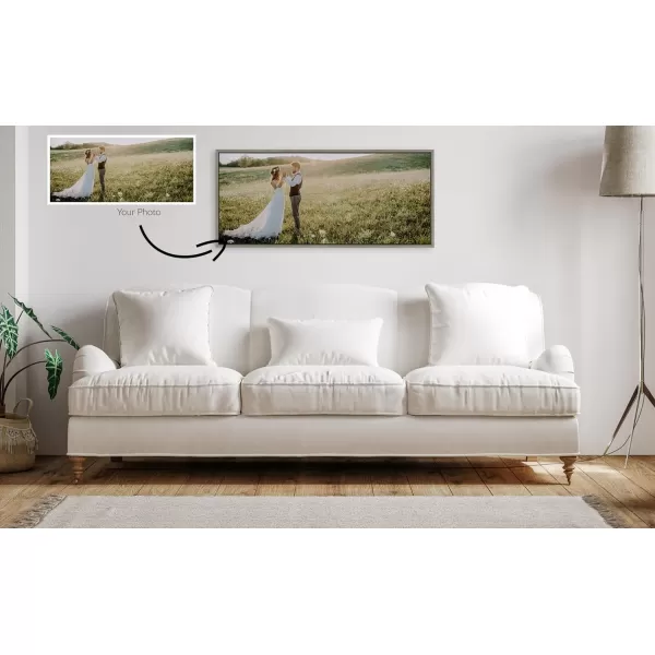 Kate and Laurel Sylvie Custom Printed Framed Canvas Wall Art 33x23 Dark Gray Personal Canvas Print with Your Photos for Bedroom or Living Room Gallery Wall Decor  Printed and Hand Framed in the USAGray