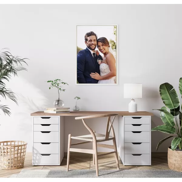 Kate and Laurel Sylvie Custom Printed Framed Canvas Wall Art 33x23 Dark Gray Personal Canvas Print with Your Photos for Bedroom or Living Room Gallery Wall Decor  Printed and Hand Framed in the USAWhite
