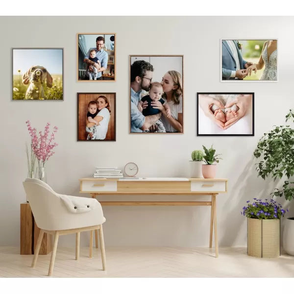 Kate and Laurel Sylvie Custom Printed Framed Canvas Wall Art 33x23 Dark Gray Personal Canvas Print with Your Photos for Bedroom or Living Room Gallery Wall Decor  Printed and Hand Framed in the USANatural