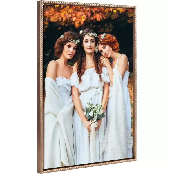 Kate and Laurel Sylvie Custom Printed Framed Canvas Wall Art 33x23 Dark Gray Personal Canvas Print with Your Photos for Bedroom or Living Room Gallery Wall Decor  Printed and Hand Framed in the USABeaded Gold