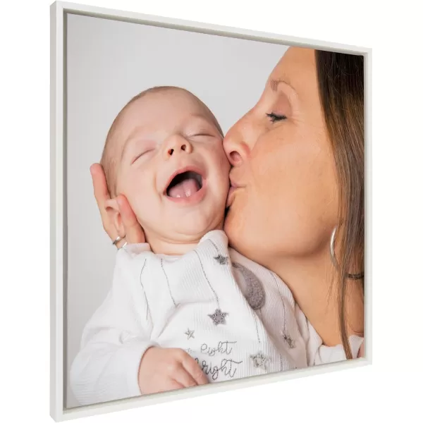 Kate and Laurel Sylvie Custom Printed Framed Canvas Wall Art 33x23 Dark Gray Personal Canvas Print with Your Photos for Bedroom or Living Room Gallery Wall Decor  Printed and Hand Framed in the USAWhite