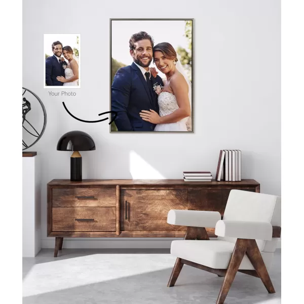 Kate and Laurel Sylvie Custom Printed Framed Canvas Wall Art 33x23 Dark Gray Personal Canvas Print with Your Photos for Bedroom or Living Room Gallery Wall Decor  Printed and Hand Framed in the USAGray