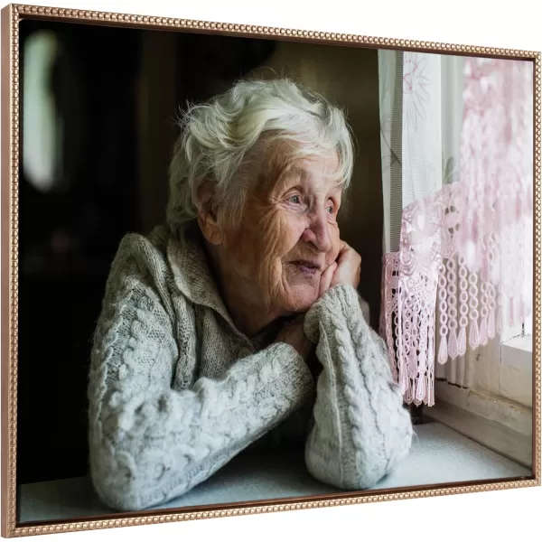 Kate and Laurel Sylvie Custom Printed Framed Canvas Wall Art 33x23 Dark Gray Personal Canvas Print with Your Photos for Bedroom or Living Room Gallery Wall Decor  Printed and Hand Framed in the USABeaded Gold