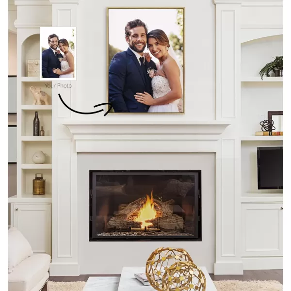 Kate and Laurel Sylvie Custom Printed Framed Canvas Wall Art 33x23 Dark Gray Personal Canvas Print with Your Photos for Bedroom or Living Room Gallery Wall Decor  Printed and Hand Framed in the USABright Gold