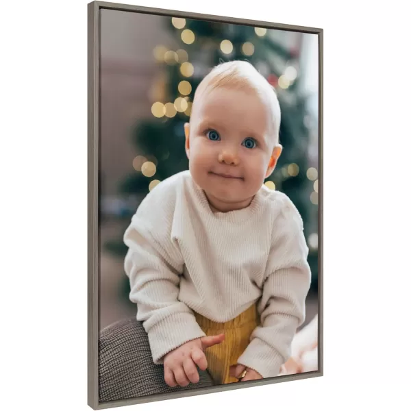 Kate and Laurel Sylvie Custom Printed Framed Canvas Wall Art 33x23 Dark Gray Personal Canvas Print with Your Photos for Bedroom or Living Room Gallery Wall Decor  Printed and Hand Framed in the USAGray