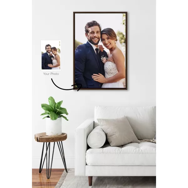 Kate and Laurel Sylvie Custom Printed Framed Canvas Wall Art 33x23 Dark Gray Personal Canvas Print with Your Photos for Bedroom or Living Room Gallery Wall Decor  Printed and Hand Framed in the USABrown