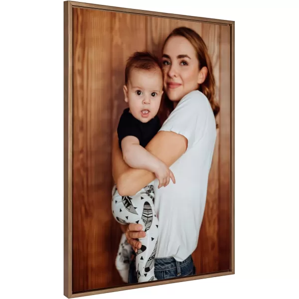 Kate and Laurel Sylvie Custom Printed Framed Canvas Wall Art 33x23 Dark Gray Personal Canvas Print with Your Photos for Bedroom or Living Room Gallery Wall Decor  Printed and Hand Framed in the USAGold