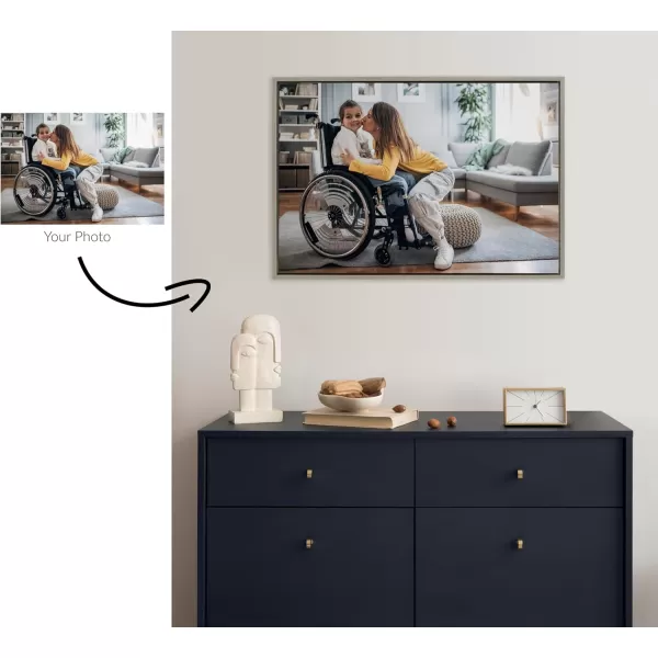Kate and Laurel Sylvie Custom Printed Framed Canvas Wall Art 33x23 Dark Gray Personal Canvas Print with Your Photos for Bedroom or Living Room Gallery Wall Decor  Printed and Hand Framed in the USAGray