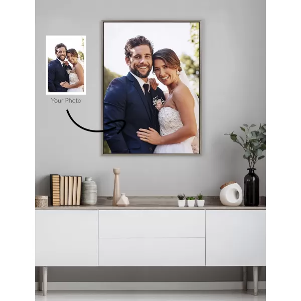 Kate and Laurel Sylvie Custom Printed Framed Canvas Wall Art 33x23 Dark Gray Personal Canvas Print with Your Photos for Bedroom or Living Room Gallery Wall Decor  Printed and Hand Framed in the USAGray
