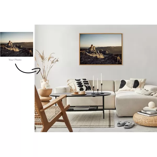 Kate and Laurel Sylvie Custom Printed Framed Canvas Wall Art 33x23 Dark Gray Personal Canvas Print with Your Photos for Bedroom or Living Room Gallery Wall Decor  Printed and Hand Framed in the USANatural