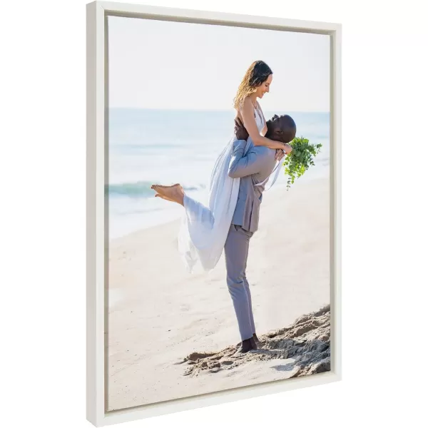 Kate and Laurel Sylvie Custom Printed Framed Canvas Wall Art 33x23 Dark Gray Personal Canvas Print with Your Photos for Bedroom or Living Room Gallery Wall Decor  Printed and Hand Framed in the USAWhite