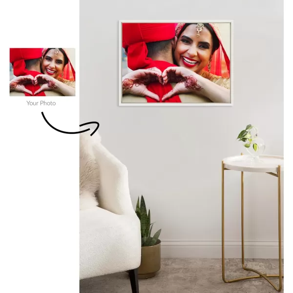 Kate and Laurel Sylvie Custom Printed Framed Canvas Wall Art 33x23 Dark Gray Personal Canvas Print with Your Photos for Bedroom or Living Room Gallery Wall Decor  Printed and Hand Framed in the USAWhite