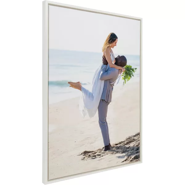 Kate and Laurel Sylvie Custom Printed Framed Canvas Wall Art 33x23 Dark Gray Personal Canvas Print with Your Photos for Bedroom or Living Room Gallery Wall Decor  Printed and Hand Framed in the USAWhite
