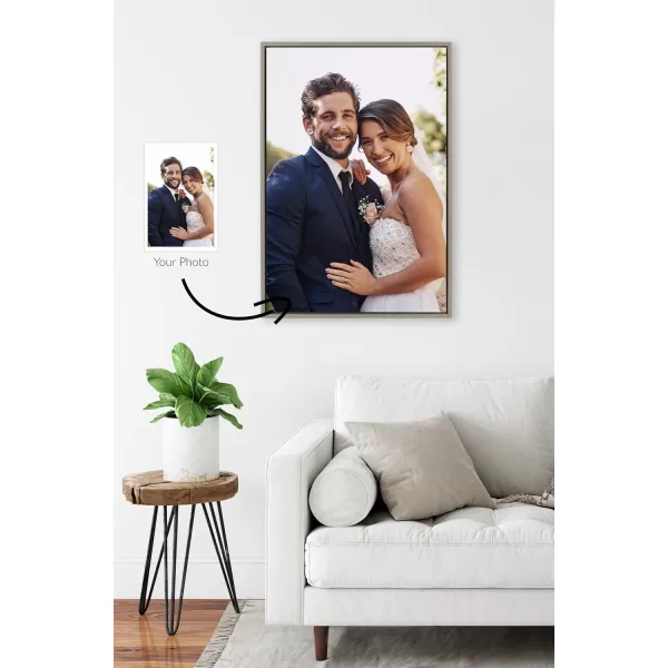 Kate and Laurel Sylvie Custom Printed Framed Canvas Wall Art 33x23 Dark Gray Personal Canvas Print with Your Photos for Bedroom or Living Room Gallery Wall Decor  Printed and Hand Framed in the USAGray