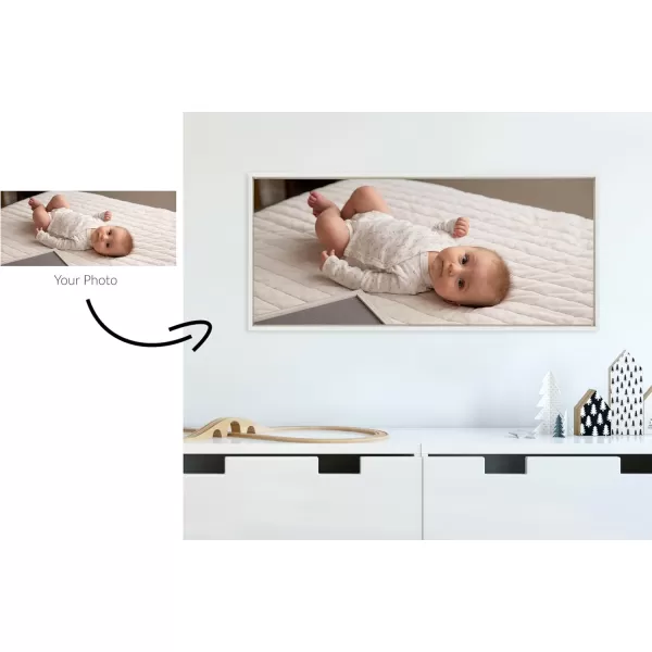 Kate and Laurel Sylvie Custom Printed Framed Canvas Wall Art 33x23 Dark Gray Personal Canvas Print with Your Photos for Bedroom or Living Room Gallery Wall Decor  Printed and Hand Framed in the USAWhite