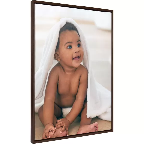 Kate and Laurel Sylvie Custom Printed Framed Canvas Wall Art 33x23 Dark Gray Personal Canvas Print with Your Photos for Bedroom or Living Room Gallery Wall Decor  Printed and Hand Framed in the USABrown