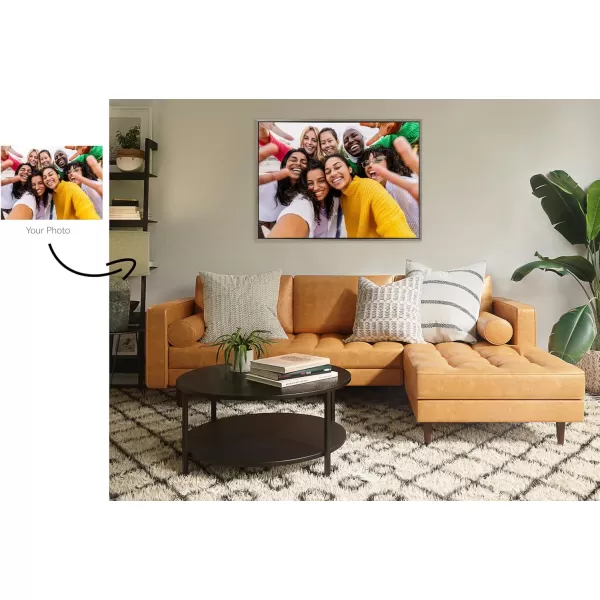 Kate and Laurel Sylvie Custom Printed Framed Canvas Wall Art 33x23 Dark Gray Personal Canvas Print with Your Photos for Bedroom or Living Room Gallery Wall Decor  Printed and Hand Framed in the USAGray