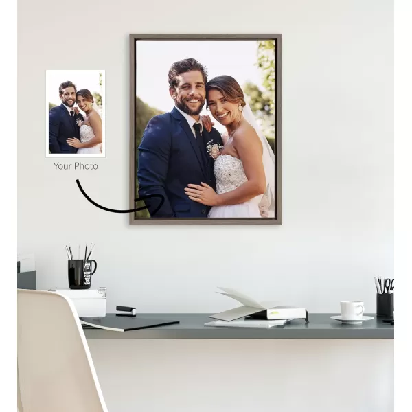 Kate and Laurel Sylvie Custom Printed Framed Canvas Wall Art 33x23 Dark Gray Personal Canvas Print with Your Photos for Bedroom or Living Room Gallery Wall Decor  Printed and Hand Framed in the USAGray