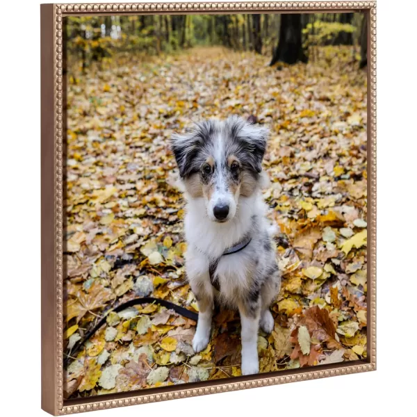 Kate and Laurel Sylvie Custom Printed Framed Canvas Wall Art 33x23 Dark Gray Personal Canvas Print with Your Photos for Bedroom or Living Room Gallery Wall Decor  Printed and Hand Framed in the USABeaded Gold