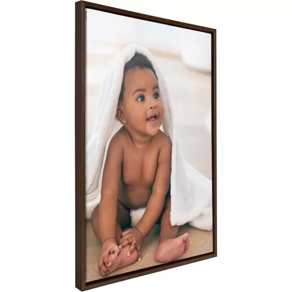Kate and Laurel Sylvie Custom Printed Framed Canvas Wall Art 33x23 Dark Gray Personal Canvas Print with Your Photos for Bedroom or Living Room Gallery Wall Decor  Printed and Hand Framed in the USABrown