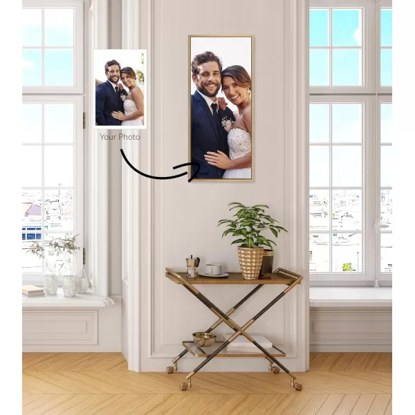 Kate and Laurel Sylvie Custom Printed Framed Canvas Wall Art 33x23 Dark Gray Personal Canvas Print with Your Photos for Bedroom or Living Room Gallery Wall Decor  Printed and Hand Framed in the USABright Gold