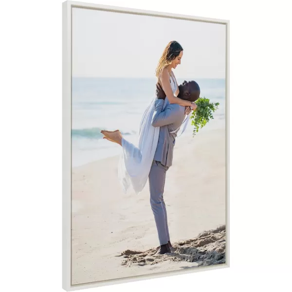 Kate and Laurel Sylvie Custom Printed Framed Canvas Wall Art 33x23 Dark Gray Personal Canvas Print with Your Photos for Bedroom or Living Room Gallery Wall Decor  Printed and Hand Framed in the USAWhite