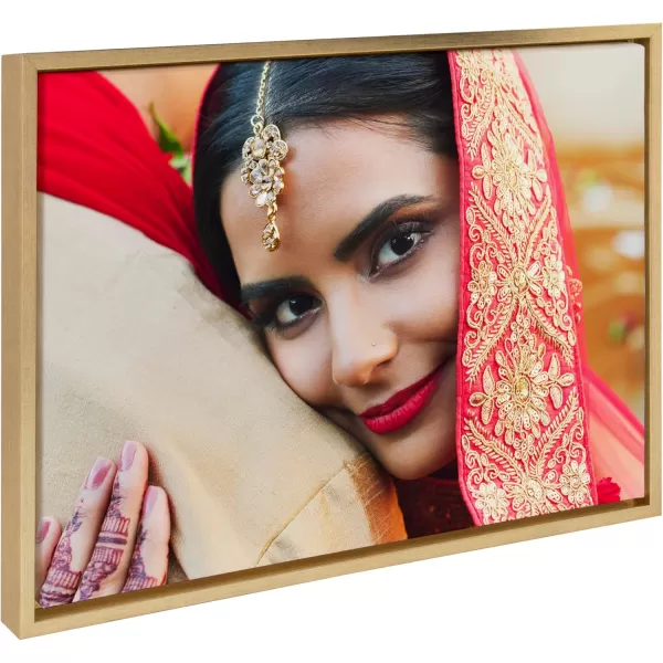 Kate and Laurel Sylvie Custom Printed Framed Canvas Wall Art 33x23 Dark Gray Personal Canvas Print with Your Photos for Bedroom or Living Room Gallery Wall Decor  Printed and Hand Framed in the USABright Gold