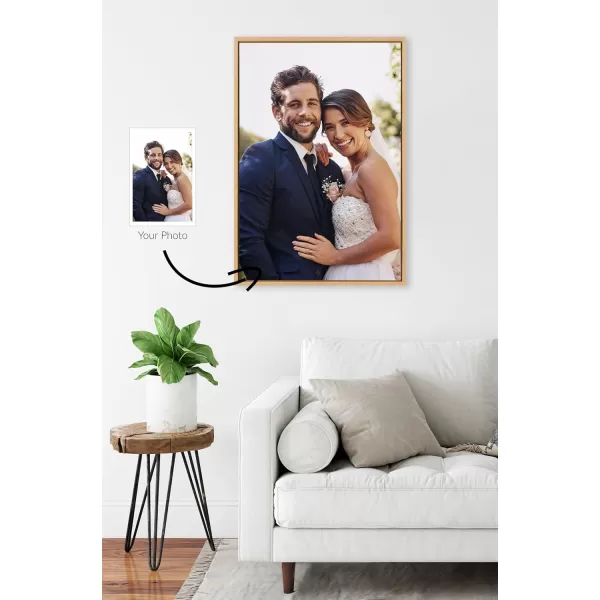 Kate and Laurel Sylvie Custom Printed Framed Canvas Wall Art 33x23 Dark Gray Personal Canvas Print with Your Photos for Bedroom or Living Room Gallery Wall Decor  Printed and Hand Framed in the USANatural