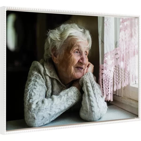Kate and Laurel Sylvie Custom Printed Framed Canvas Wall Art 33x23 Dark Gray Personal Canvas Print with Your Photos for Bedroom or Living Room Gallery Wall Decor  Printed and Hand Framed in the USABeaded White