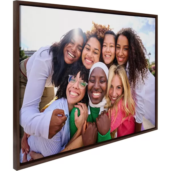 Kate and Laurel Sylvie Custom Printed Framed Canvas Wall Art 33x23 Dark Gray Personal Canvas Print with Your Photos for Bedroom or Living Room Gallery Wall Decor  Printed and Hand Framed in the USABrown