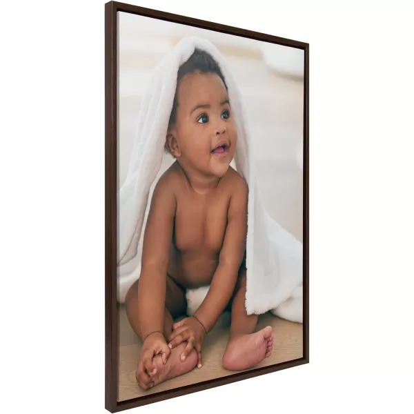 Kate and Laurel Sylvie Custom Printed Framed Canvas Wall Art 33x23 Dark Gray Personal Canvas Print with Your Photos for Bedroom or Living Room Gallery Wall Decor  Printed and Hand Framed in the USABrown