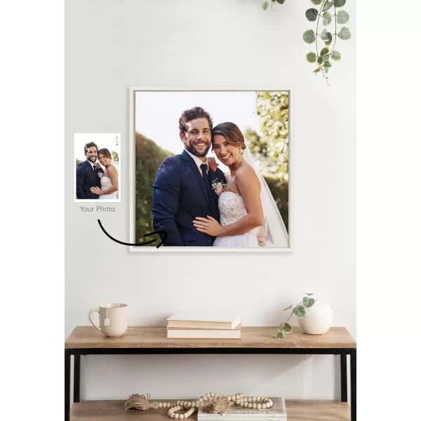 Kate and Laurel Sylvie Custom Printed Framed Canvas Wall Art 33x23 Dark Gray Personal Canvas Print with Your Photos for Bedroom or Living Room Gallery Wall Decor  Printed and Hand Framed in the USAWhite