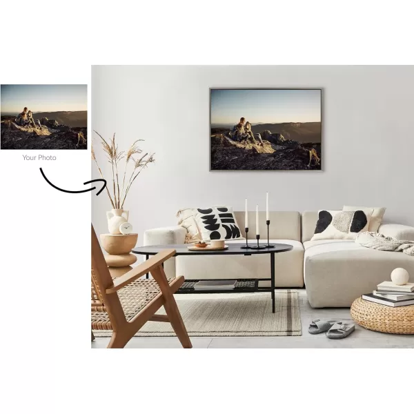 Kate and Laurel Sylvie Custom Printed Framed Canvas Wall Art 33x23 Dark Gray Personal Canvas Print with Your Photos for Bedroom or Living Room Gallery Wall Decor  Printed and Hand Framed in the USAGray