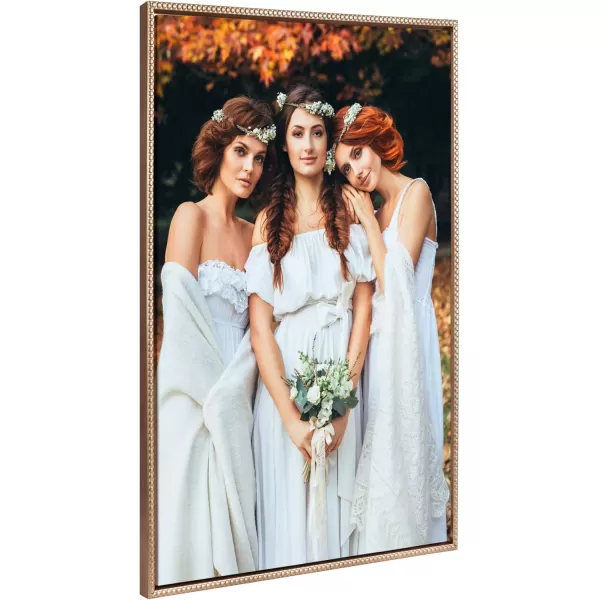 Kate and Laurel Sylvie Custom Printed Framed Canvas Wall Art 33x23 Dark Gray Personal Canvas Print with Your Photos for Bedroom or Living Room Gallery Wall Decor  Printed and Hand Framed in the USABeaded Gold