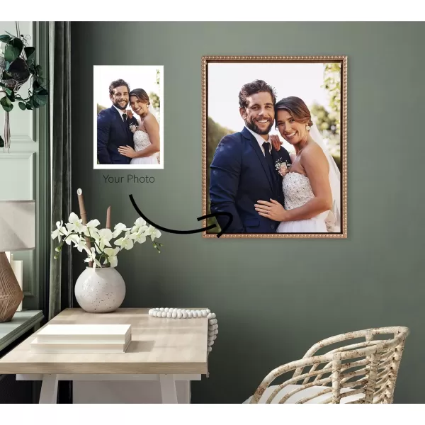 Kate and Laurel Sylvie Custom Printed Framed Canvas Wall Art 33x23 Dark Gray Personal Canvas Print with Your Photos for Bedroom or Living Room Gallery Wall Decor  Printed and Hand Framed in the USABeaded Gold