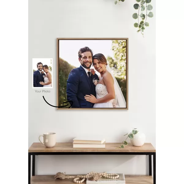 Kate and Laurel Sylvie Custom Printed Framed Canvas Wall Art 33x23 Dark Gray Personal Canvas Print with Your Photos for Bedroom or Living Room Gallery Wall Decor  Printed and Hand Framed in the USAGold