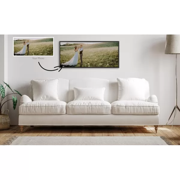 Kate and Laurel Sylvie Custom Printed Framed Canvas Wall Art 33x23 Dark Gray Personal Canvas Print with Your Photos for Bedroom or Living Room Gallery Wall Decor  Printed and Hand Framed in the USADark Gray