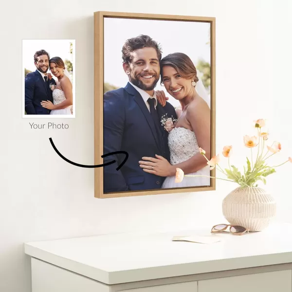 Kate and Laurel Sylvie Custom Printed Framed Canvas Wall Art 33x23 Dark Gray Personal Canvas Print with Your Photos for Bedroom or Living Room Gallery Wall Decor  Printed and Hand Framed in the USANatural