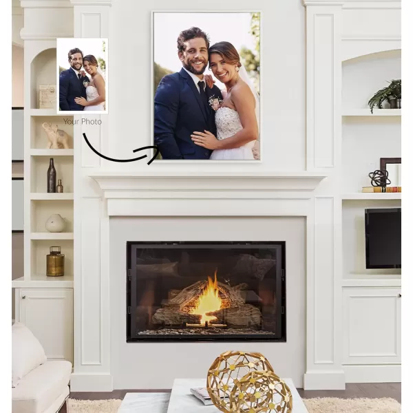 Kate and Laurel Sylvie Custom Printed Framed Canvas Wall Art 33x23 Dark Gray Personal Canvas Print with Your Photos for Bedroom or Living Room Gallery Wall Decor  Printed and Hand Framed in the USAWhite