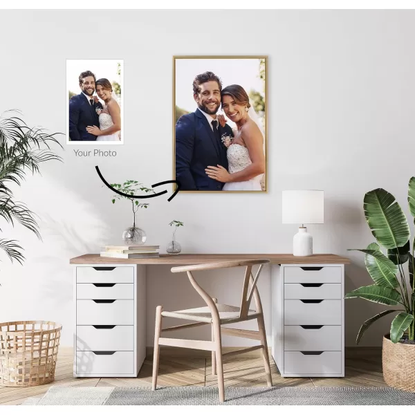 Kate and Laurel Sylvie Custom Printed Framed Canvas Wall Art 33x23 Dark Gray Personal Canvas Print with Your Photos for Bedroom or Living Room Gallery Wall Decor  Printed and Hand Framed in the USABright Gold