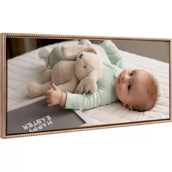 Kate and Laurel Sylvie Custom Printed Framed Canvas Wall Art 33x23 Dark Gray Personal Canvas Print with Your Photos for Bedroom or Living Room Gallery Wall Decor  Printed and Hand Framed in the USABeaded Gold