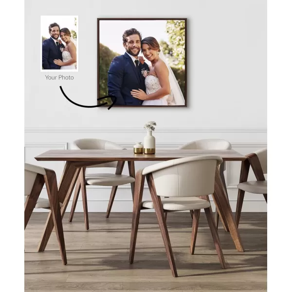 Kate and Laurel Sylvie Custom Printed Framed Canvas Wall Art 33x23 Dark Gray Personal Canvas Print with Your Photos for Bedroom or Living Room Gallery Wall Decor  Printed and Hand Framed in the USABrown