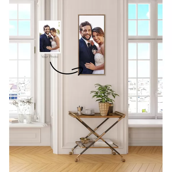 Kate and Laurel Sylvie Custom Printed Framed Canvas Wall Art 33x23 Dark Gray Personal Canvas Print with Your Photos for Bedroom or Living Room Gallery Wall Decor  Printed and Hand Framed in the USAGold