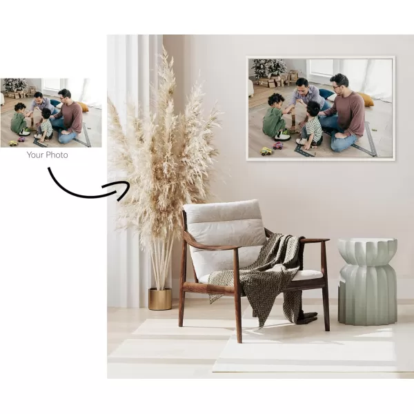 Kate and Laurel Sylvie Custom Printed Framed Canvas Wall Art 33x23 Dark Gray Personal Canvas Print with Your Photos for Bedroom or Living Room Gallery Wall Decor  Printed and Hand Framed in the USAWhite