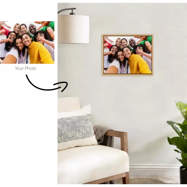 Kate and Laurel Sylvie Custom Printed Framed Canvas Wall Art 33x23 Dark Gray Personal Canvas Print with Your Photos for Bedroom or Living Room Gallery Wall Decor  Printed and Hand Framed in the USANatural