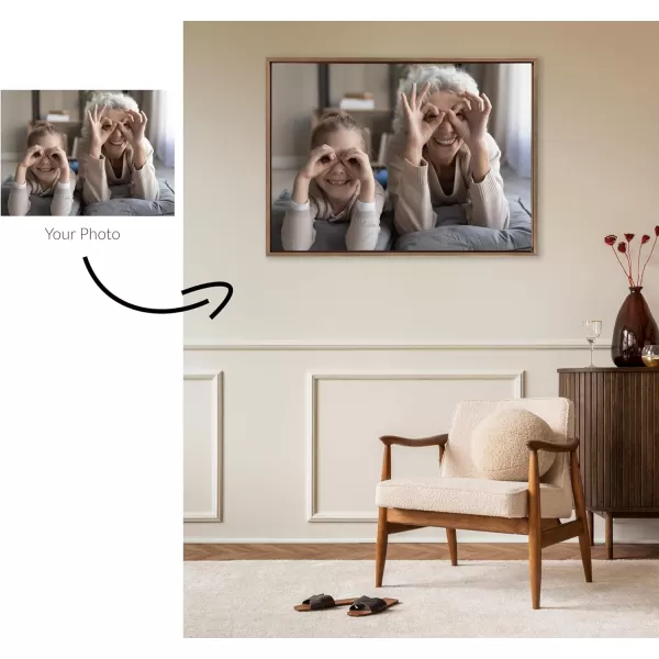 Kate and Laurel Sylvie Custom Printed Framed Canvas Wall Art 33x23 Dark Gray Personal Canvas Print with Your Photos for Bedroom or Living Room Gallery Wall Decor  Printed and Hand Framed in the USAGold