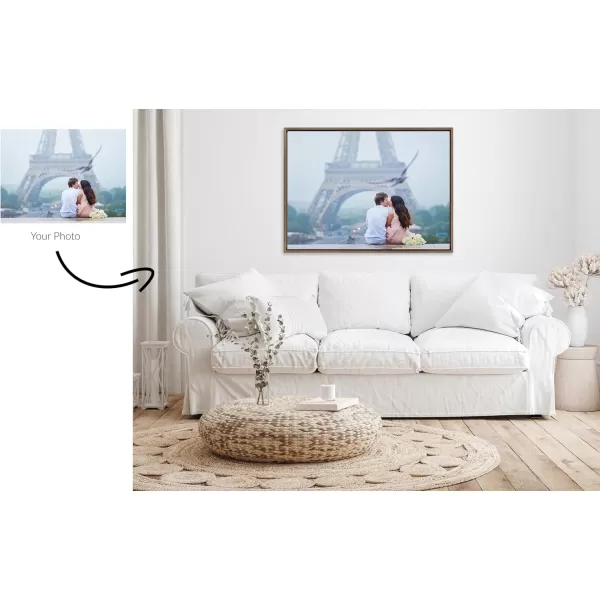 Kate and Laurel Sylvie Custom Printed Framed Canvas Wall Art 33x23 Dark Gray Personal Canvas Print with Your Photos for Bedroom or Living Room Gallery Wall Decor  Printed and Hand Framed in the USAGold
